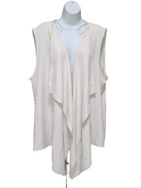 Jones New York Women's Plus Size Cascade Lapel Open Front Vest Color Coconut 2X